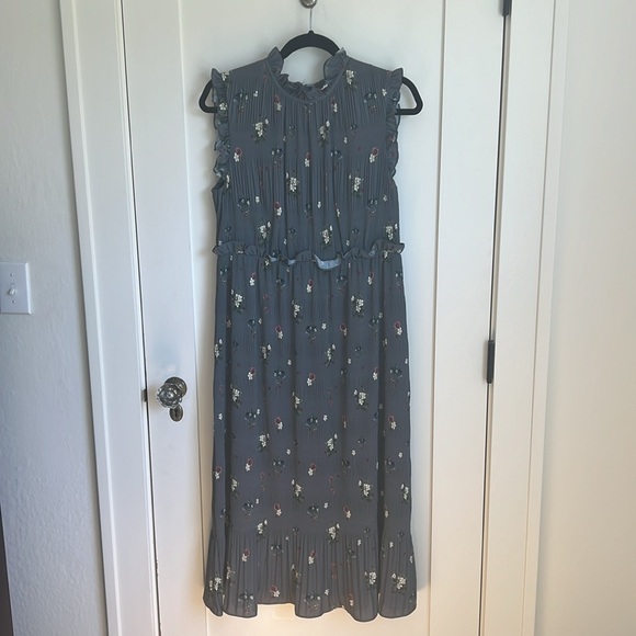 🛍️Ted Baker Toppaz Oracle Pleated Midi Dress Gray Women’s 3 Size 8 Floral - Picture 5 of 8